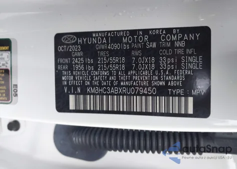 2024 Hyundai Kona Sel z USA, uszkodzony, nr VIN KM8HC3ABXRU079450